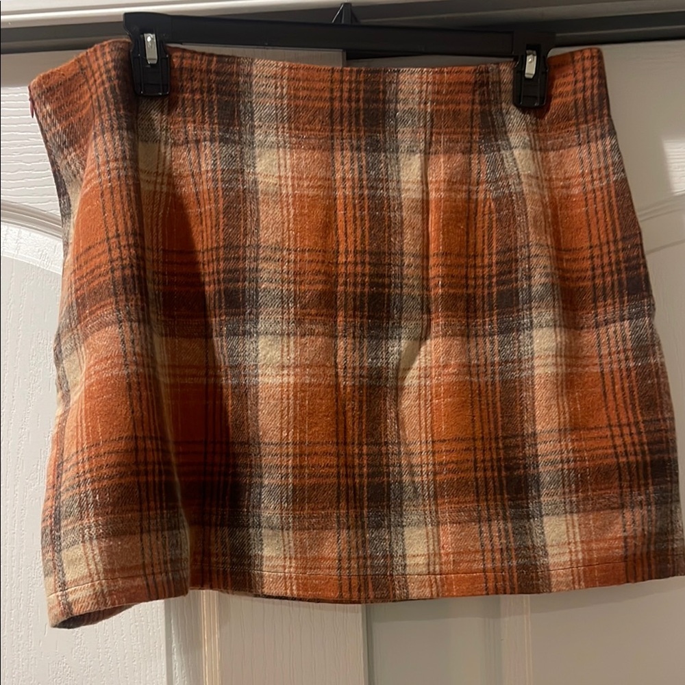 Orange and Brown Mini A-Line Skirt for Casual Work​
